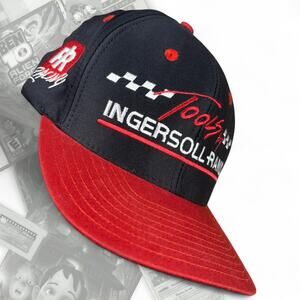 90’s Graphic Embroidered Leather Strapback Ingersoll Rand Tools Racing Hat